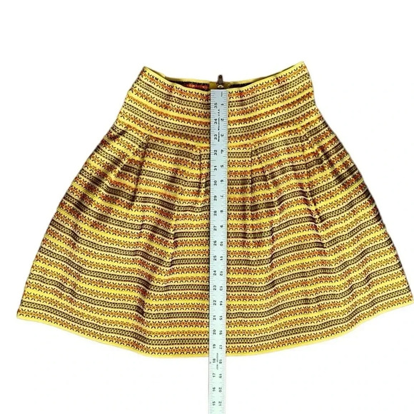 BEULAH STYLE Yellow Elastic Band Skirt Short Multicolor Stripe Lined sz L - Picture 4 of 7
